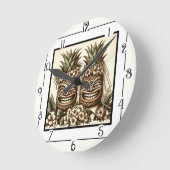 Twee Grooms Gay Ananas Tiki Hoofd Retro Bruiloft Ronde Klok (Hoek)