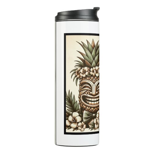 Twee Grooms Gay Ananas Tiki Hoofd Retro Bruiloft Thermosbeker (Gedraaid links)