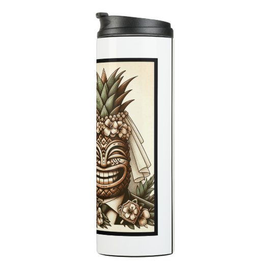 Twee Grooms Gay Ananas Tiki Hoofd Retro Bruiloft Thermosbeker (Geroteerd rechts)