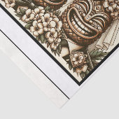 Twee Grooms Gay Ananas Tiki Hoofd Retro Bruiloft Tissuepapier (Detail)