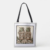 Twee Grooms Gay Ananas Tiki Hoofd Retro Bruiloft Tote Bag (Achterkant)