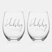 Twee Grooms Gay Bruiloft Gepersonaliseerd Est Jaar Wijnglas Zonder Voet (Achterkant)