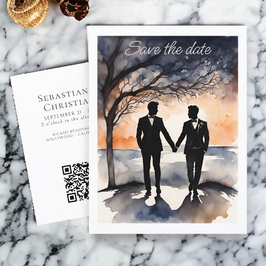 Twee Grooms Gay Bruiloft Save the Date Aankondigingskaart