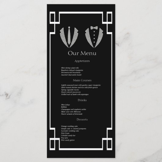 Twee Grooms Gay Tuxedo Weddenrenmenu Menu (Voorkant)