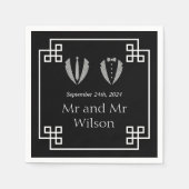 Twee Grooms Gay Tuxedo Weddenschap Dinner Cocktail Servet (Voorkant)