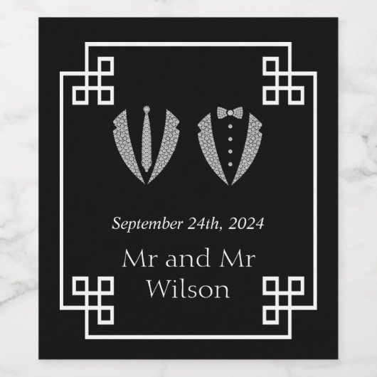 Twee Grooms Gay Tuxedo Wedding Wine Labels Wijn Etiket (Enkel label)