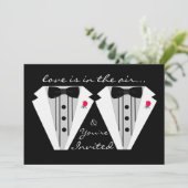 Twee Grooms-Gay Wedding-Tuxedo Kaart (Staand voorkant)