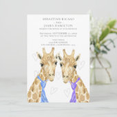 Twee Grooms Giraffe Gay Wedding Aankondiging (Staand voorkant)
