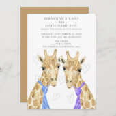 Twee Grooms Giraffe Gay Wedding Aankondiging (Voorkant / Achterkant)