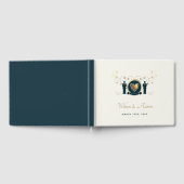 Twee Grooms Mannelijke bruiloft Cream Blue LGBTQ Gastenboek (Volledig)