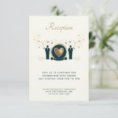 Twee Grooms Mannelijke Trouwcrème Blauw LGBTQ Ontv Informatiekaartje (Staand voorkant)