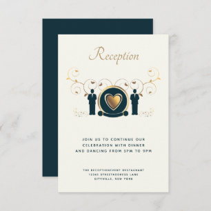 Twee Grooms Mannelijke Trouwcrème Blauw LGBTQ Ontv Informatiekaartje