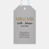 Twee Grooms Mr. & Mr. Silver en Gold Wedding Cadeaulabel (Voorkant)