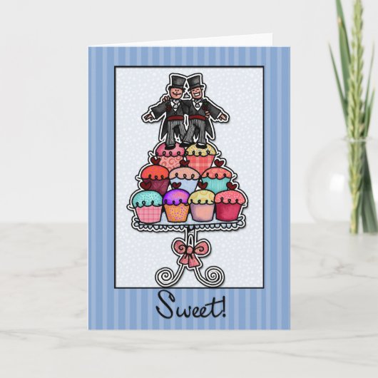 Twee Grooms op Cupcake Stack Kaart (Voorkant)