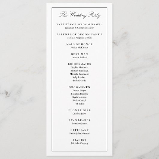 Twee Grooms Silhouettes Bow Stropdas Gay Wedding P Programmakaart (Achterkant)