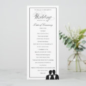 Twee Grooms Silhouettes Bow Stropdas Gay Wedding P Programmakaart (Staand voorkant)
