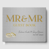 Twee Grooms Trouwdag Mr. & Mr. in Goud en Zilver Gastenboek (Voorkant)