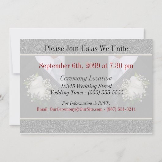 Twee Grooms Tuxes Commitment Ceremonie Kaart (Achterkant)