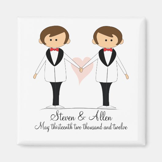 Twee Grooms Weddenschap Magnet Favors (Voorkant)