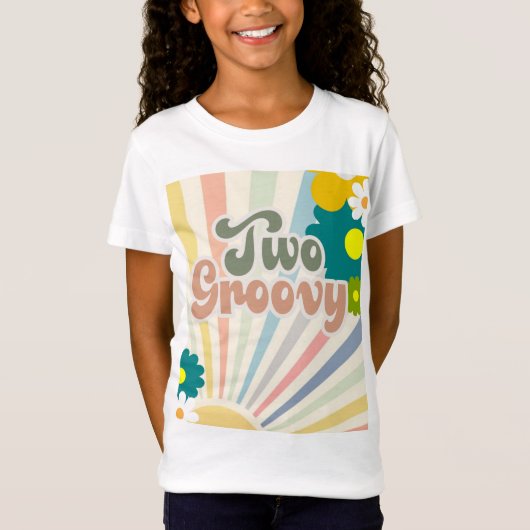 TWEE GROOVY, 2DE BIRTHDAY, SUNSHINE, RAINBOW  T-SHIRT (Voorkant)