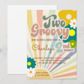 TWEE GROOVY, 2DE BIRTHDAY, SUNSHINE, Uitnodiging (Voorkant / Achterkant)