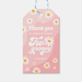Twee Groovy 2de verjaardag Boho Daisy Favor Cadeaulabel