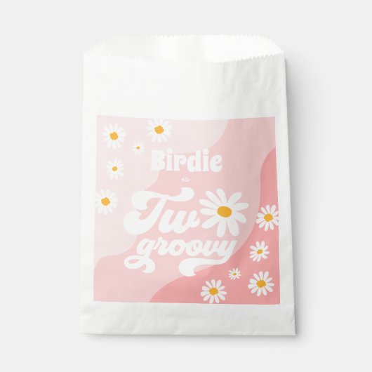Twee Groovy 2de verjaardag Boho Retro Daisy Bedankzakje (Voorkant)