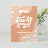 Twee Groovy 2de verjaardag Boho Retro Daisy Kaart (Staand voorkant)