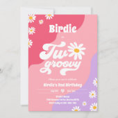 Twee Groovy 2de verjaardag Boho Retro Daisy Kaart (Voorkant)