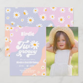 Twee Groovy 2de verjaardag Boho Retro Daisy Kaart (Voorkant / Achterkant)