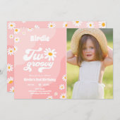 Twee Groovy 2de verjaardag Boho Retro Daisy Kaart (Voorkant / Achterkant)