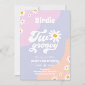 Twee Groovy 2de verjaardag Boho Retro Daisy Kaart (Voorkant)