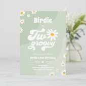 Twee Groovy 2de verjaardag Boho Retro Daisy Kaart (Staand voorkant)