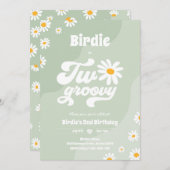 Twee Groovy 2de verjaardag Boho Retro Daisy Kaart (Voorkant / Achterkant)