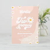 Twee Groovy 2de verjaardag Boho Retro Daisy Kaart (Staand voorkant)