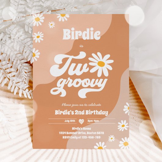 Twee Groovy 2de verjaardag Boho Retro Daisy Kaart