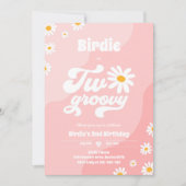 Twee Groovy 2de verjaardag Boho Retro Daisy Kaart (Voorkant)