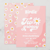 Twee Groovy 2de verjaardag Boho Retro Daisy Kaart (Voorkant / Achterkant)