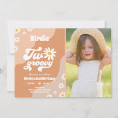 Twee Groovy 2de verjaardag Boho Retro Daisy Kaart (Voorkant)