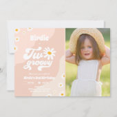 Twee Groovy 2de verjaardag Boho Retro Daisy Kaart (Voorkant)