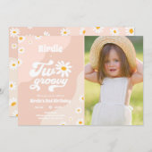 Twee Groovy 2de verjaardag Boho Retro Daisy Kaart (Voorkant / Achterkant)