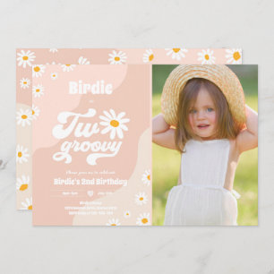 Twee Groovy 2de verjaardag Boho Retro Daisy Kaart