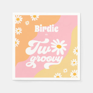 Twee Groovy 2de verjaardag Boho Retro Daisy Servet
