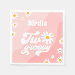 Twee Groovy 2de verjaardag Boho Retro Daisy Servet