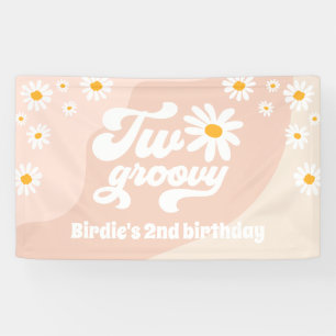 Twee Groovy 2de verjaardag van de Retro Daisy Welk Spandoek