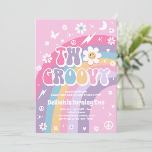 Twee Groovy 2de verjaardag van de Vredesfeest Rain Kaart (Staand voorkant)