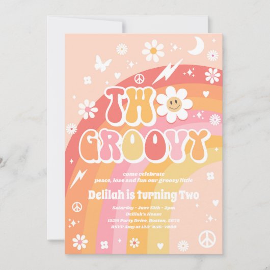 Twee Groovy 2de verjaardag van de Vredesfeest Rain Kaart (Voorkant)