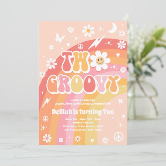 Twee Groovy 2de verjaardag van de Vredesfeest Rain Kaart (Staand voorkant)