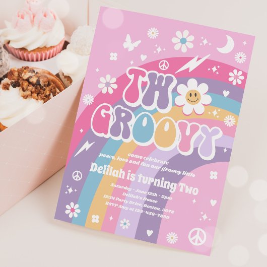 Twee Groovy 2de verjaardag van de Vredesfeest Rain Kaart