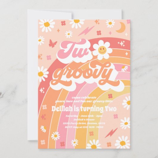 Twee Groovy 2de verjaardag van de Vredesfeest Rain Kaart (Voorkant)